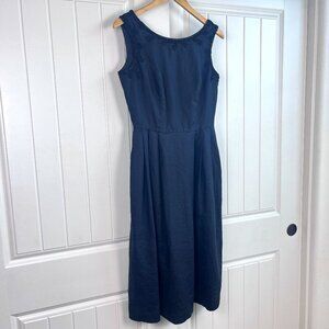 Vintage Women's 100% Black Linen Embroidered Dress Size 8 Grannycore Whimsygoth